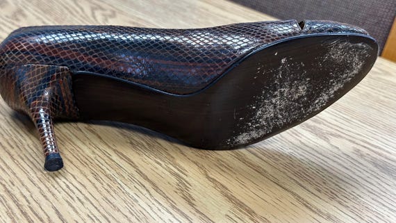 Stuart Weitzman Python Platform Peep-Toe Heels Sz… - image 6