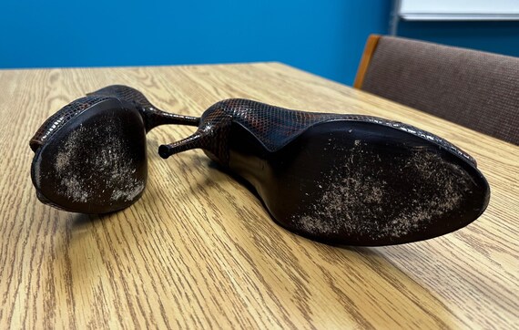 Stuart Weitzman Python Platform Peep-Toe Heels Sz… - image 5