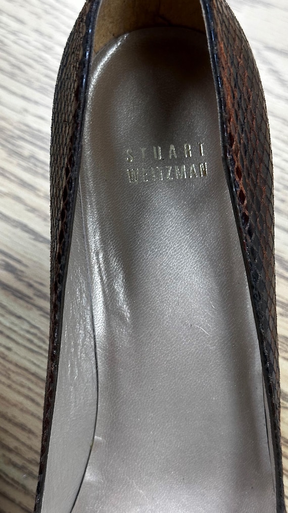 Stuart Weitzman Python Platform Peep-Toe Heels Sz… - image 9