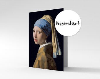 Johannes Vermeer - Girl with a Pearl Earring, 1665. Personalised Fine Art Greetings Card.