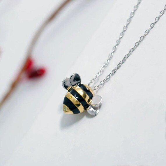 Buy 925 Sterling Silver and Gold Little Bee Pendant Necklace and