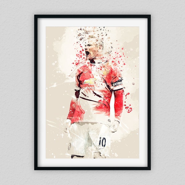 Wayne Rooney Art Print, Man Utd, Football, Poster, Gift, Soccer,  Wall Art, Home Decor