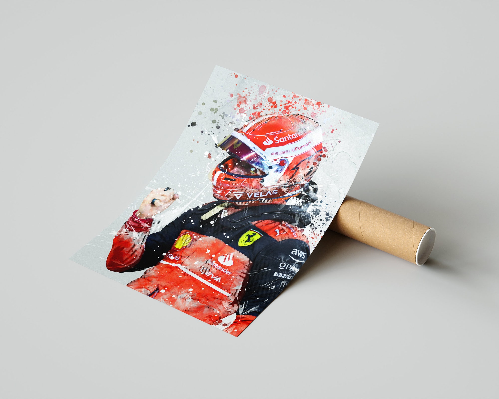 Charles Leclerc Art Print 3, Ferrari, F1, Formula 1, 2022 Poster
