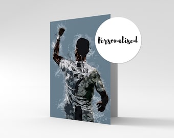 Cristiano Ronaldo, Personalised Fine Art Greetings Card. Perfect for Birthday's, Invitations or a more interesting Letter