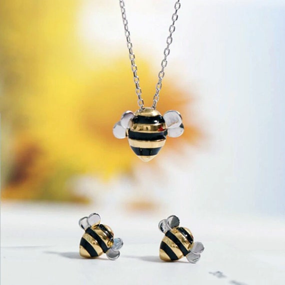 Bee necklace on sale and earrings