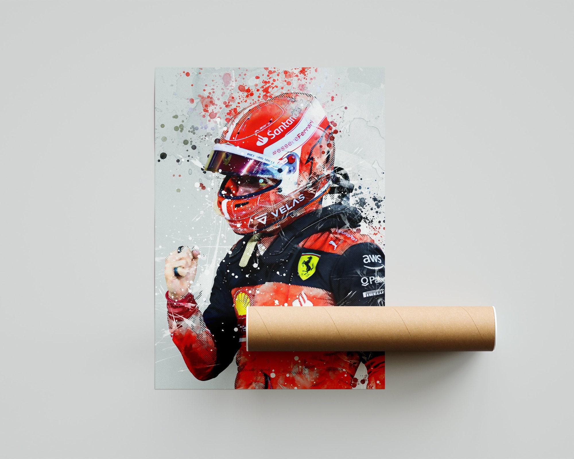 Charles Leclerc Art Print 3, Ferrari, F1, Formula 1, 2022 Poster