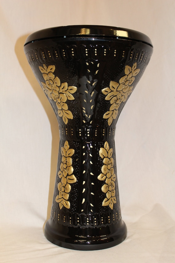 Embossed Design Doumbek Drum Black and Gold