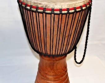 Djembe Drum Full Size African Authentic Handmade Carved 25" H x 12" Playing Surface