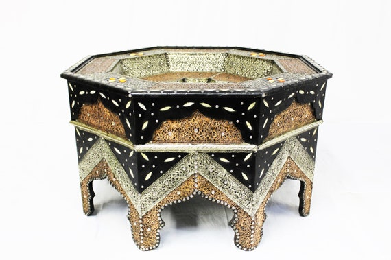 Moroccan Copper-Silver-Bone Coffee Table