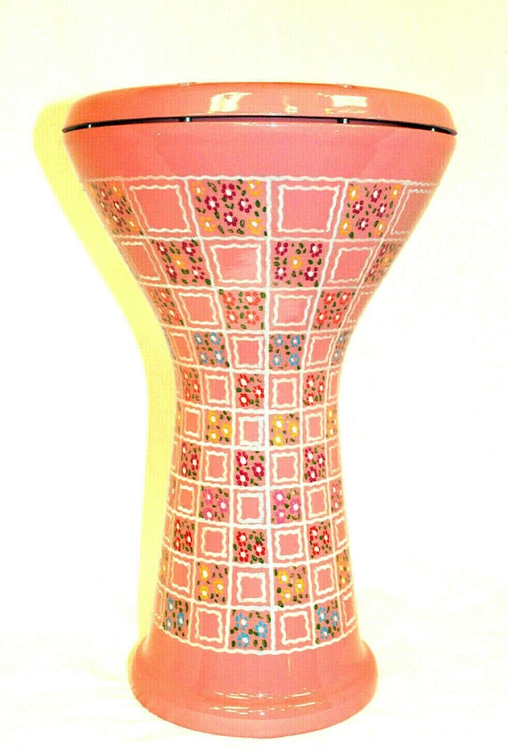 Pink Drum Duombek with Case Etched Design Handmade Percussion Instrument Goblet