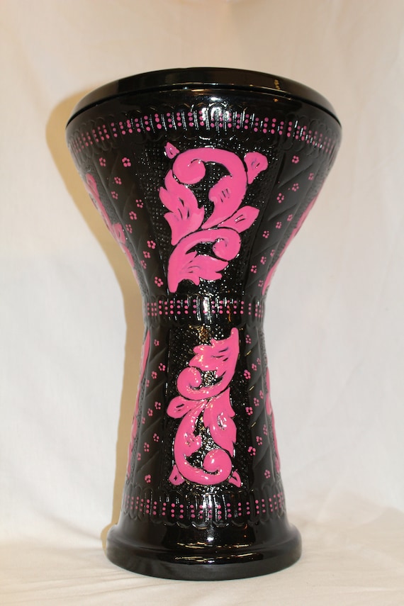 Embossed Design Doumbek Drum Black and Pink