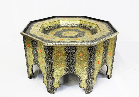 Moroccan Silver and Brass Coffee Table