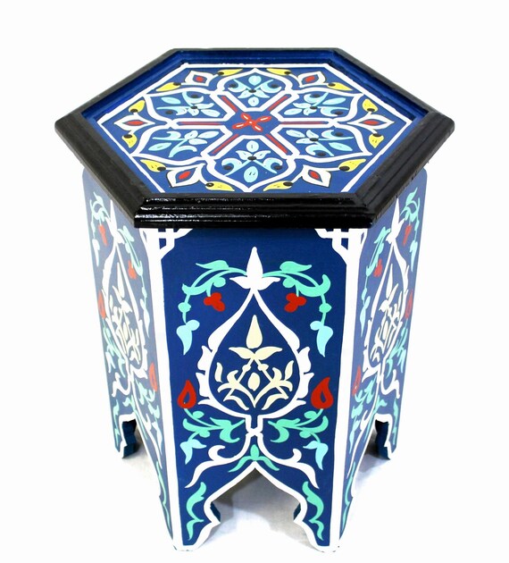 Moroccan Side Table Blue Size 3