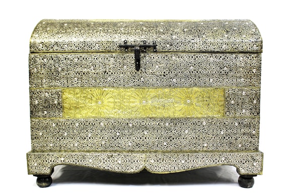 Extra Large Wooden Chest with Brass Accents
