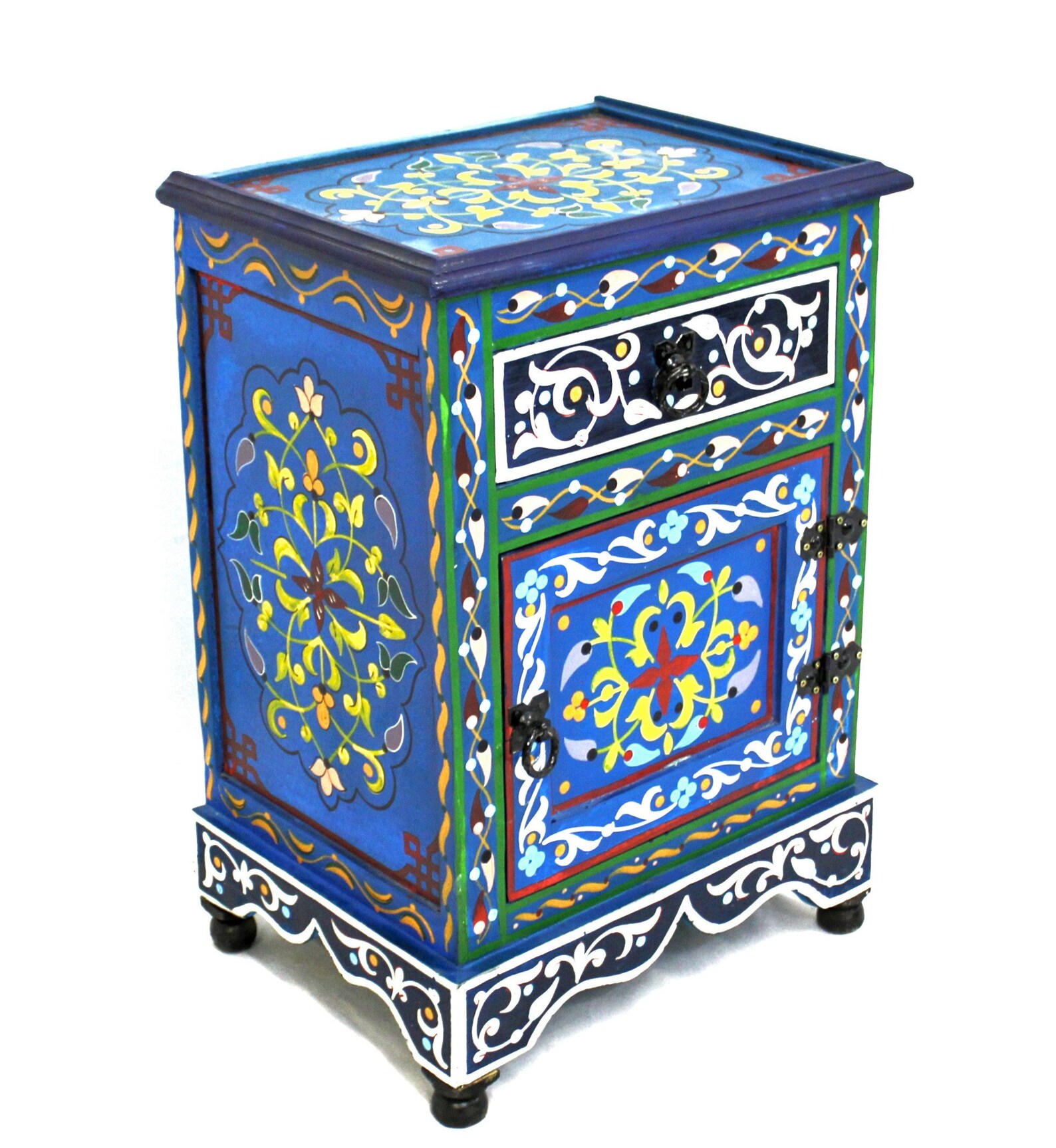 Blue Painted Nightstand Etsy