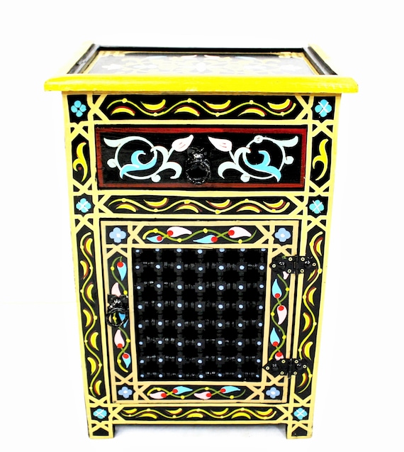 Black Moucharabi Painted Nightstand