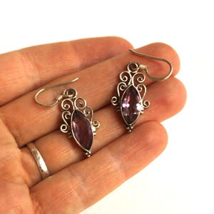 925 Sterling Silver Earrings with Amethyst Natural Stone February Birthstone Purple