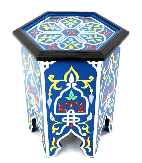 Moroccan Side Table Blue Size 2