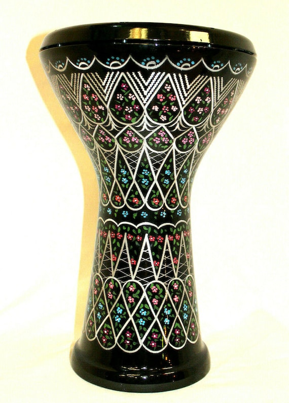 Black Doumbek Goblet Drum Painted Aluminum Turkish Percussion Instrument
