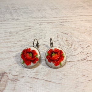Earrings with micro embroidery