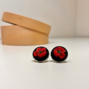 Stud earrings with micro embroidery