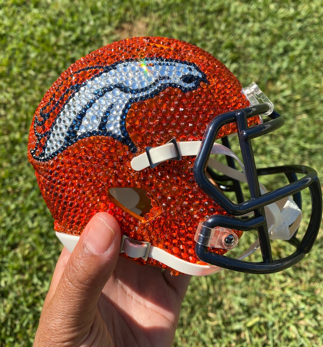 Custom Blinged Denver NFL Mini Helmet Etsy