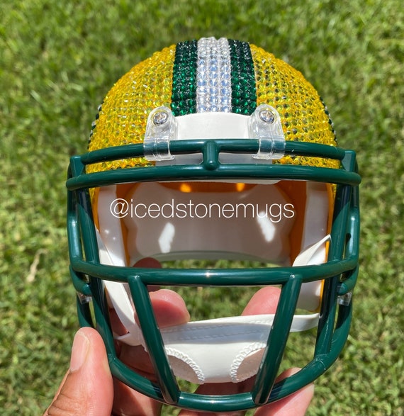 blinged out football helmets Custom Blinged Green Bay NFL Mini Helmet