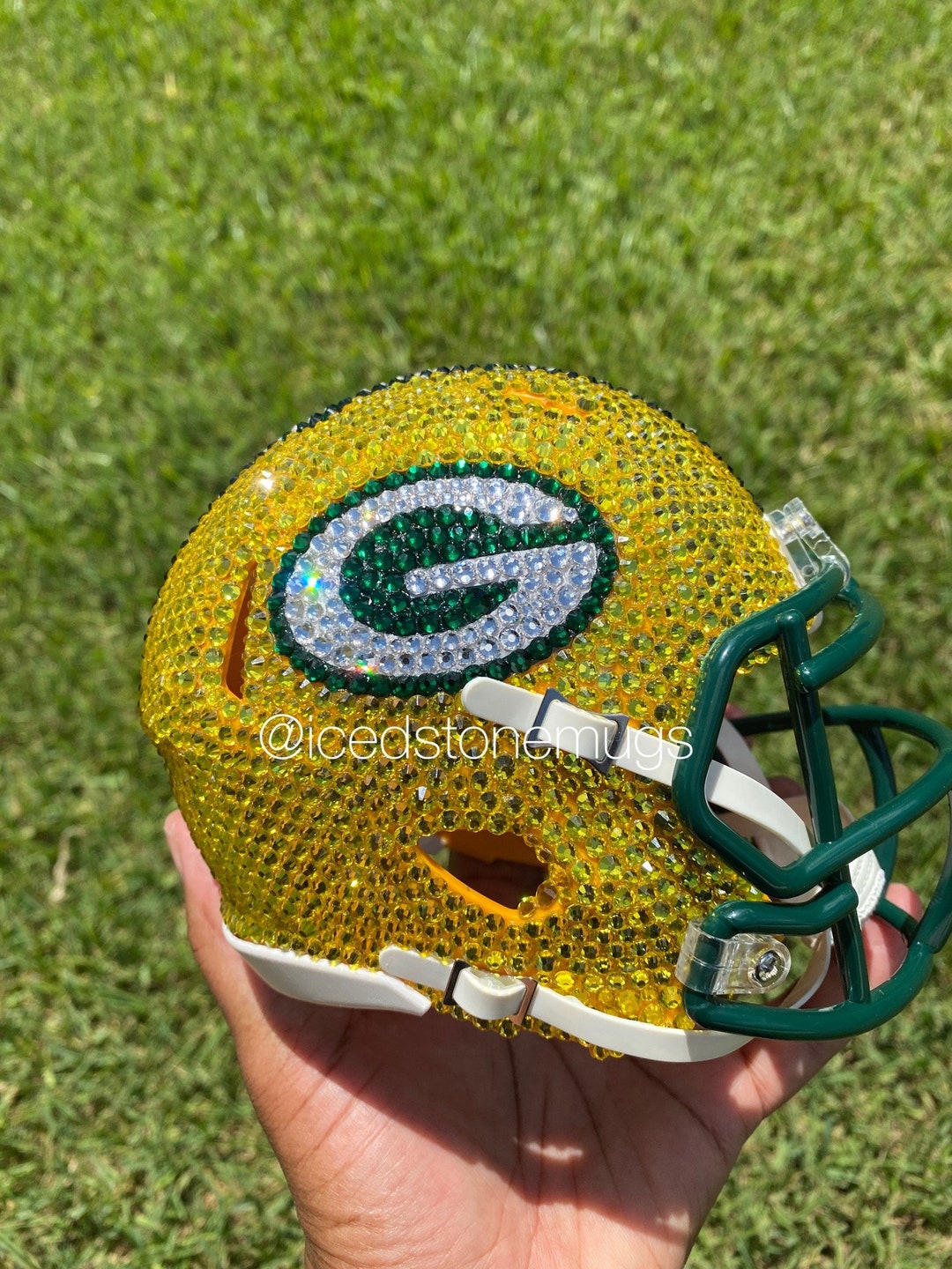 Custom Blinged Greenbay NFL Mini Helmet Etsy