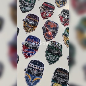 NFL Bedazzled Bling Rhinestone Skull Patch