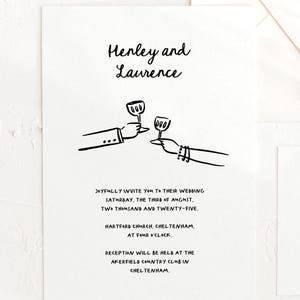 Hand Drawn Wedding Invitation: Editable Double Sided Template