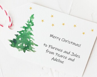 Christmas Tree Gift Tag, Christmas Gift Tag, Holiday Tag Stars, Present Tag, Personalized Christmas Tags, Printable PDF, Happy Holidays Tag