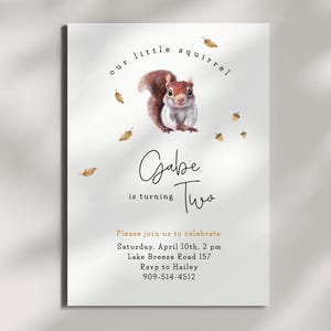 Birthday Invitation Animals | Little Squirrel | Woodland Animal | Wild One | Editable Template Corjl | Printable Birthday Invite Boy or Girl