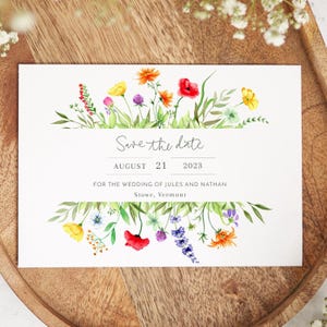 Save The Date Wildflowers | Meadow Garden Flowers | Printable Template | Rustic Florals Save The Date Card | Wedding Announcement Invitation
