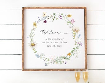 Wildflowers Wedding | Floral Welcome Sign | 12x12 in | Wedding Entry Sign | Digital Download | Editable Template | Corjl | Printable | 011