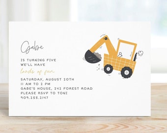 Construction Birthday Invitation, Editable Template Corjl, Loads of Fun, Boys Birthday Party, Digger Truck Invite, Construction Party Theme