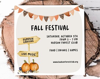 Fall Festival Invitation, Autumn Birthday Party, Editable Template, Harvest Festival Flyer, Printable Pumpkin Patch Invite, Digital Download