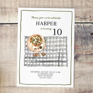 Buffalo Plaid Pizza Party Invitation: Editable Birthday Template (Digital Download) imagen 1