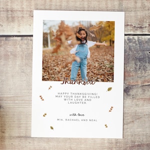 Thanksgiving Photo Card Template, Happy Thanksgiving Card, Fall Holiday Photo Card, Autumn Thankful Printable Card, Modern Digital Download