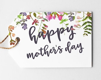 Mothers Day Tags | Mother's Day Gift Tag | Happy Mothers Day Card | Instant Download | Printable Tag | Floral Card | Pink Flowers Greenery