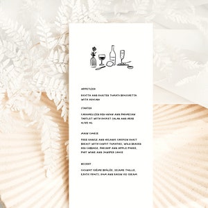 Hand Drawn Wedding Menu, Menu Template, Whimsical Wedding, Scribble Illustrations, Handwritten Font, Printable Template Corjl, French Style