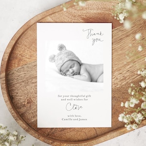 Baby Photo Template | Birth Announcement Card | Editable Template Corjl | Baby Thank You Card | Newborn Welcome Card | Minimalist Printable