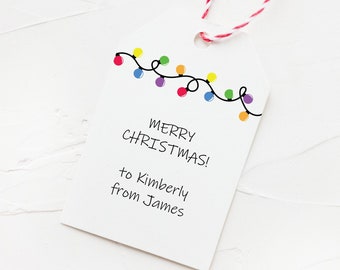 Christmas tags, Christmas lights gift tags, Printable Holiday gift tag. Instant digital download. Editable template, Edit all text, PDF file