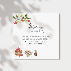 Fall Birthday Invitation Template, Digital Download, Edit in Corjl. Fall Festival Invitation, Autumn Picnic, Harvest Invite, Apple Picking