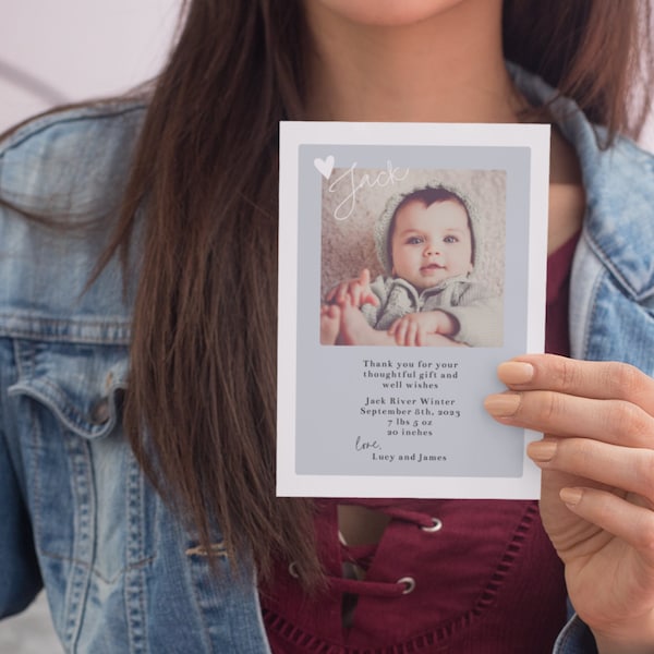 Baby Photo Template | Birth Announcement | Editable Template Corjl | Thank You Card Baby | Newborn Welcome | Pink Baby Card | Blue Baby Card