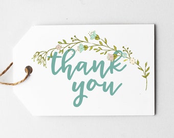 Thank You Tags | Printable Thank You Tag | Party Favor Tag | Birthday Favors | Wedding Favors | Blue Flower Tag | Goodie Bag | PDF Download