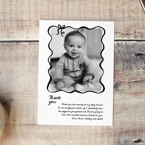 Birth Announcement Photo Template, Modern Newborn Photo Card, Editable Digital Download, Thank You Card, Welcome Baby Card, Hand Drawn Frame