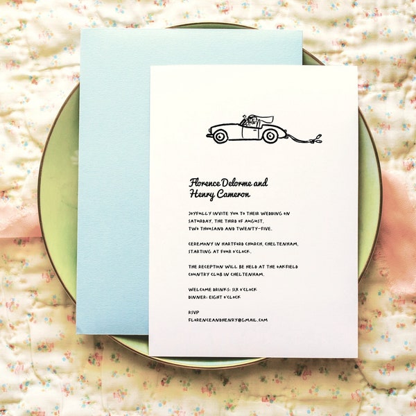 Hand Drawn Wedding Invitation, Simple Minimalist Wedding Invite, Editable Template Corjl, Whimsical Scribble Wedding Style, Handwritten Font