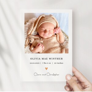 Birth Announcement Photo Template | Baby Announcement | Editable Template | Modern Newborn Card | Welcome Baby | Printable Thank You Card