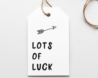 Good luck gift tags, Lots of luck, PRINTABLE end of school gift, New job small mini card, Back to school, Favor tag for sports team treats