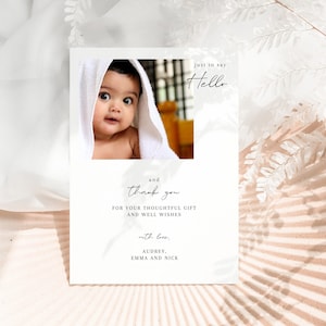 Baby Thank You Card | Photo Card Baby | Photo Template | Modern Minimalist | Editable Template | Welcome Newborn | Birth Announcement